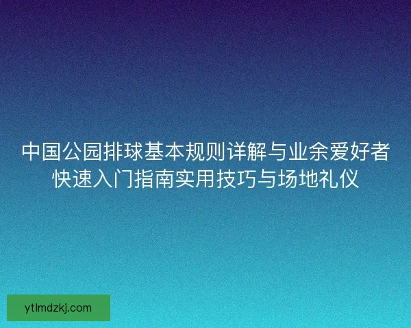 中国公园排球基本规则详解与业余爱好者快速入门指南实用技巧与场地礼仪